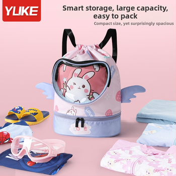 Rucsac pentru copii cu compartiment uscat/moc, impermeabil, model Cartoon, material poliester + EVA, unisex, pentru utilizare în aer liber