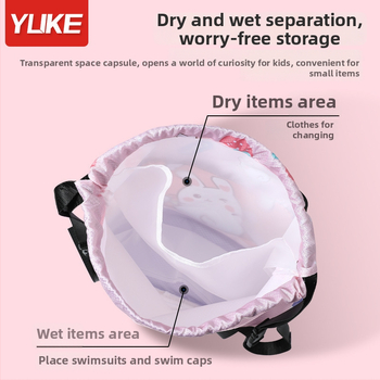 Rucsac pentru copii cu compartiment uscat/moc, impermeabil, model Cartoon, material poliester + EVA, unisex, pentru utilizare în aer liber