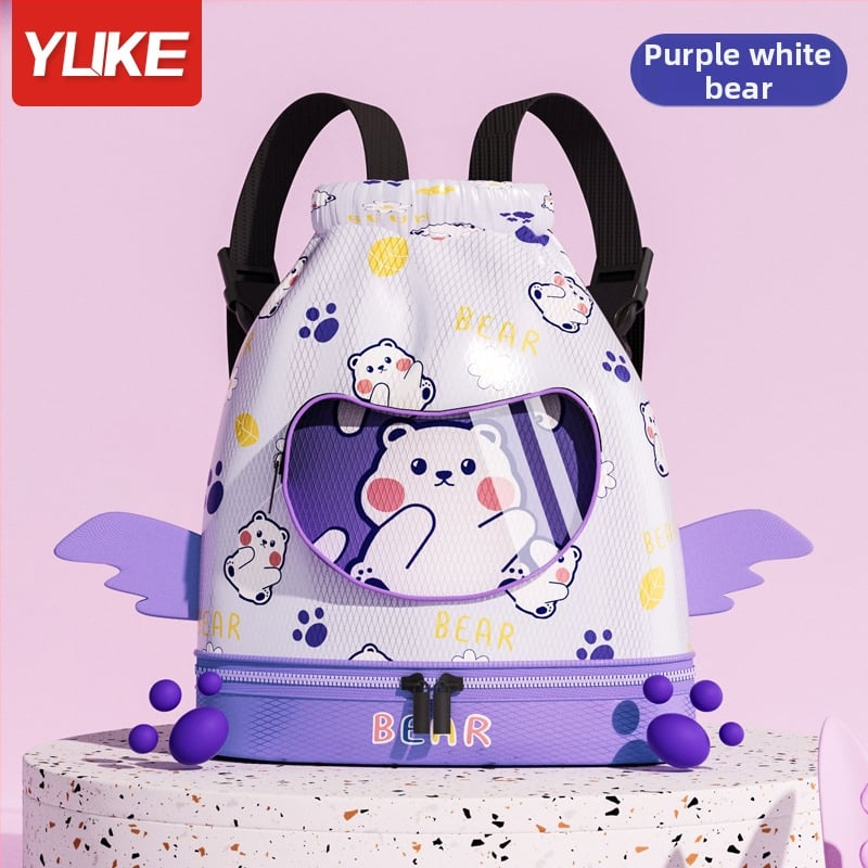 Rucsac pentru copii cu compartiment uscat/moc, impermeabil, model Cartoon, material poliester + EVA, unisex, pentru utilizare în aer liber