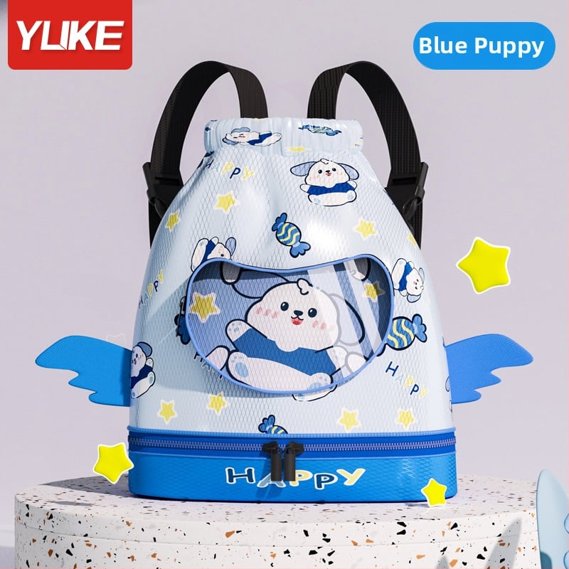 Rucsac pentru copii cu compartiment uscat/moc, impermeabil, model Cartoon, material poliester + EVA, unisex, pentru utilizare în aer liber