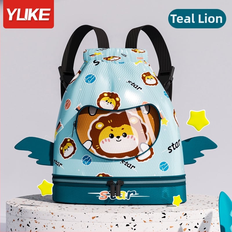 Rucsac pentru copii cu compartiment uscat/moc, impermeabil, model Cartoon, material poliester + EVA, unisex, pentru utilizare în aer liber