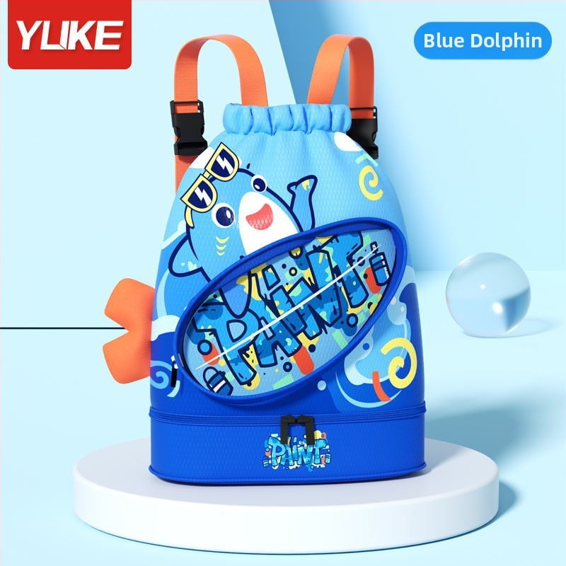 Rucsac pentru copii cu compartiment uscat/moc, impermeabil, model Cartoon, material poliester + EVA, unisex, pentru utilizare în aer liber