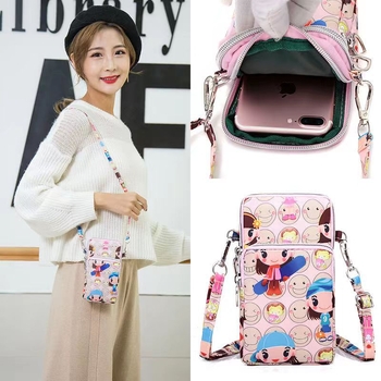 Чанта за мобилен телефон за жени, кръстосана мини чанта, Oxford плат, цип, вътрешен джоб с цип, вертикална квадратна форма, Baobaohui