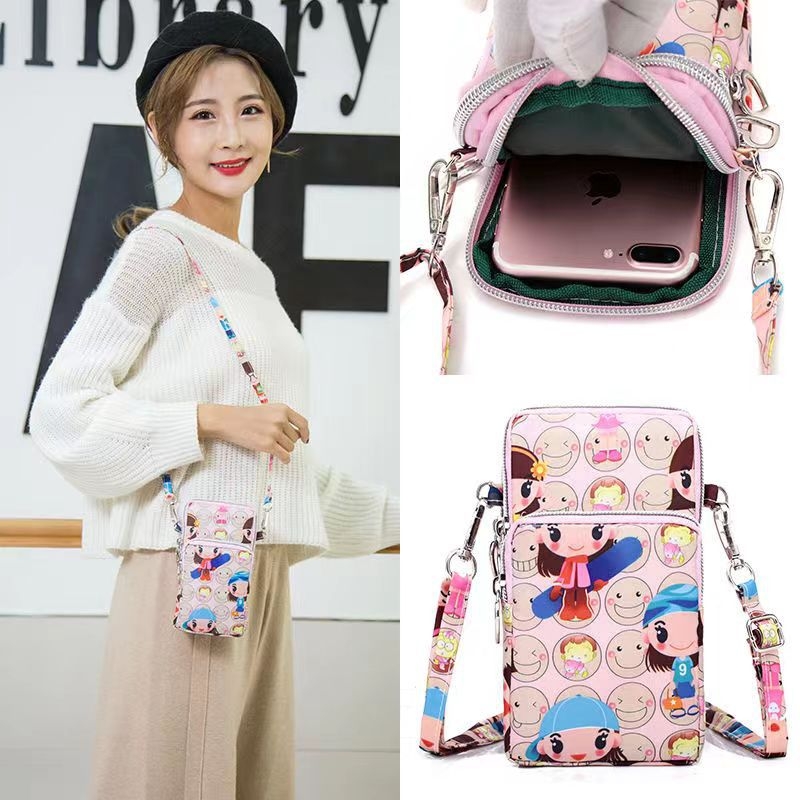 Чанта за мобилен телефон за жени, кръстосана мини чанта, Oxford плат, цип, вътрешен джоб с цип, вертикална квадратна форма, Baobaohui