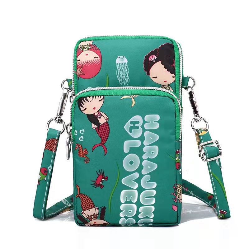 Чанта за мобилен телефон за жени, кръстосана мини чанта, Oxford плат, цип, вътрешен джоб с цип, вертикална квадратна форма, Baobaohui