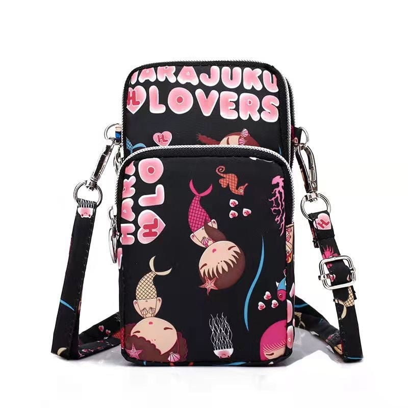Чанта за мобилен телефон за жени, кръстосана мини чанта, Oxford плат, цип, вътрешен джоб с цип, вертикална квадратна форма, Baobaohui