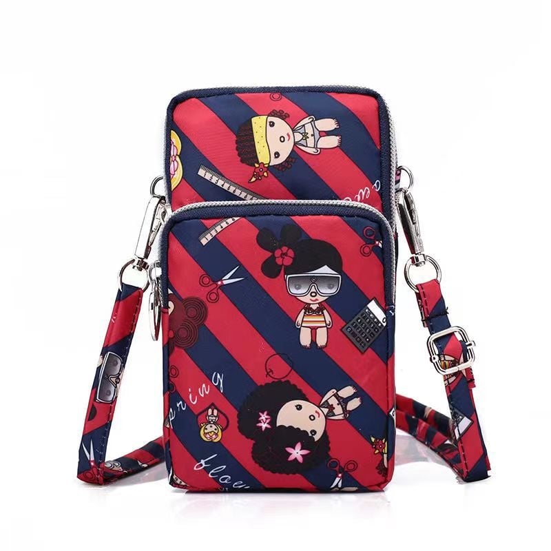 Чанта за мобилен телефон за жени, кръстосана мини чанта, Oxford плат, цип, вътрешен джоб с цип, вертикална квадратна форма, Baobaohui