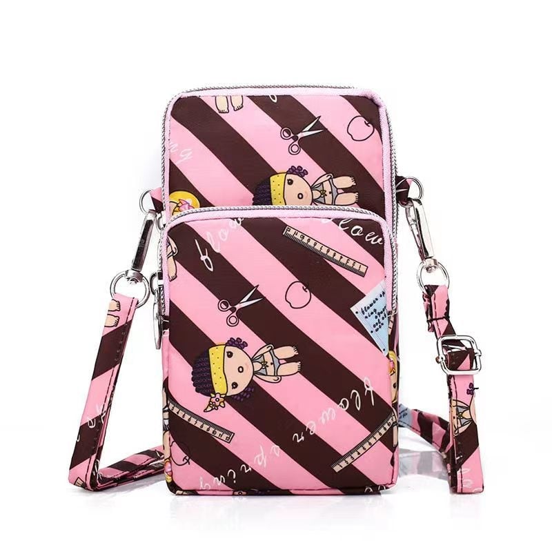 Чанта за мобилен телефон за жени, кръстосана мини чанта, Oxford плат, цип, вътрешен джоб с цип, вертикална квадратна форма, Baobaohui