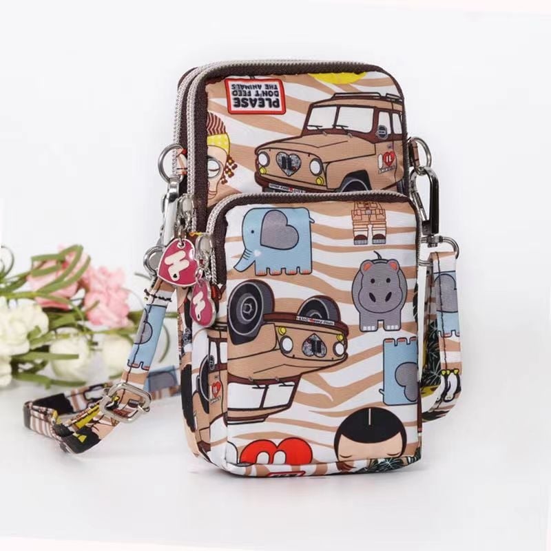 Чанта за мобилен телефон за жени, кръстосана мини чанта, Oxford плат, цип, вътрешен джоб с цип, вертикална квадратна форма, Baobaohui