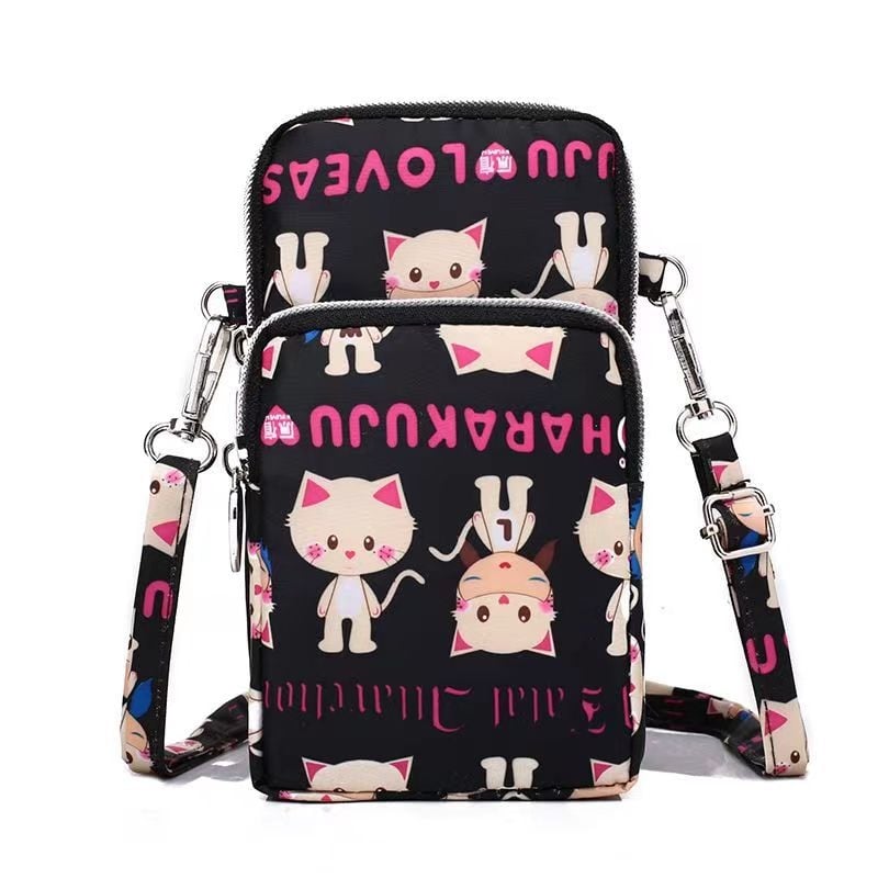 Чанта за мобилен телефон за жени, кръстосана мини чанта, Oxford плат, цип, вътрешен джоб с цип, вертикална квадратна форма, Baobaohui