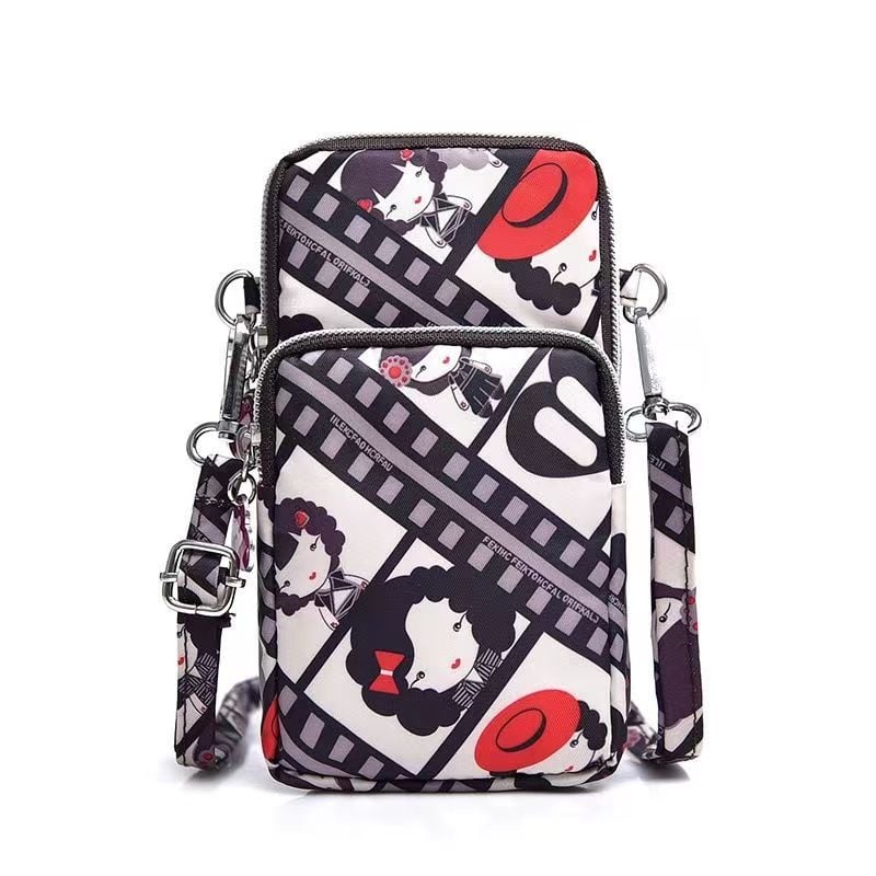 Чанта за мобилен телефон за жени, кръстосана мини чанта, Oxford плат, цип, вътрешен джоб с цип, вертикална квадратна форма, Baobaohui
