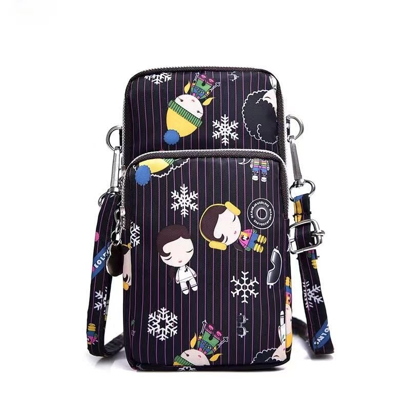 Чанта за мобилен телефон за жени, кръстосана мини чанта, Oxford плат, цип, вътрешен джоб с цип, вертикална квадратна форма, Baobaohui