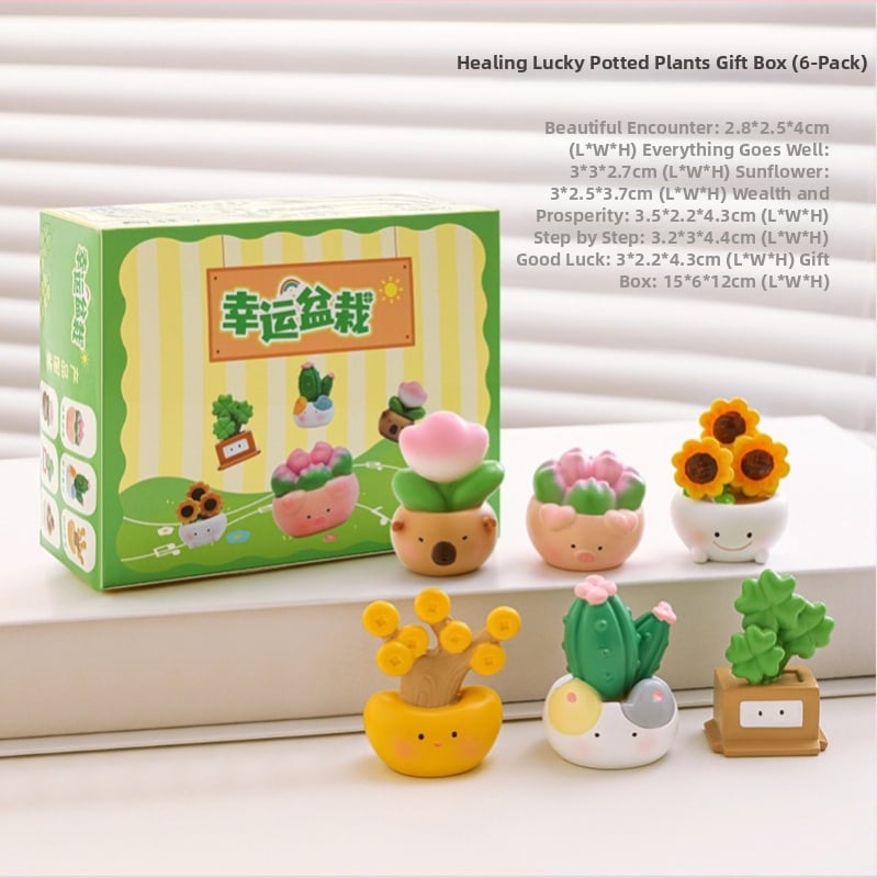 Miniatură de birou din rășină cu cactus, stil desen animat, micro peisaj japonez