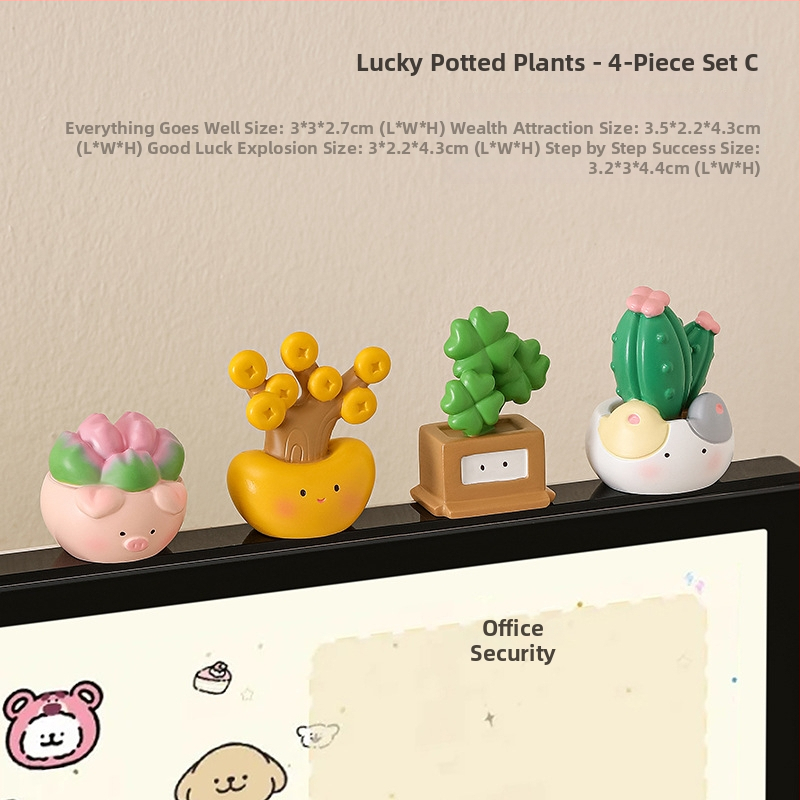 Miniatură de birou din rășină cu cactus, stil desen animat, micro peisaj japonez