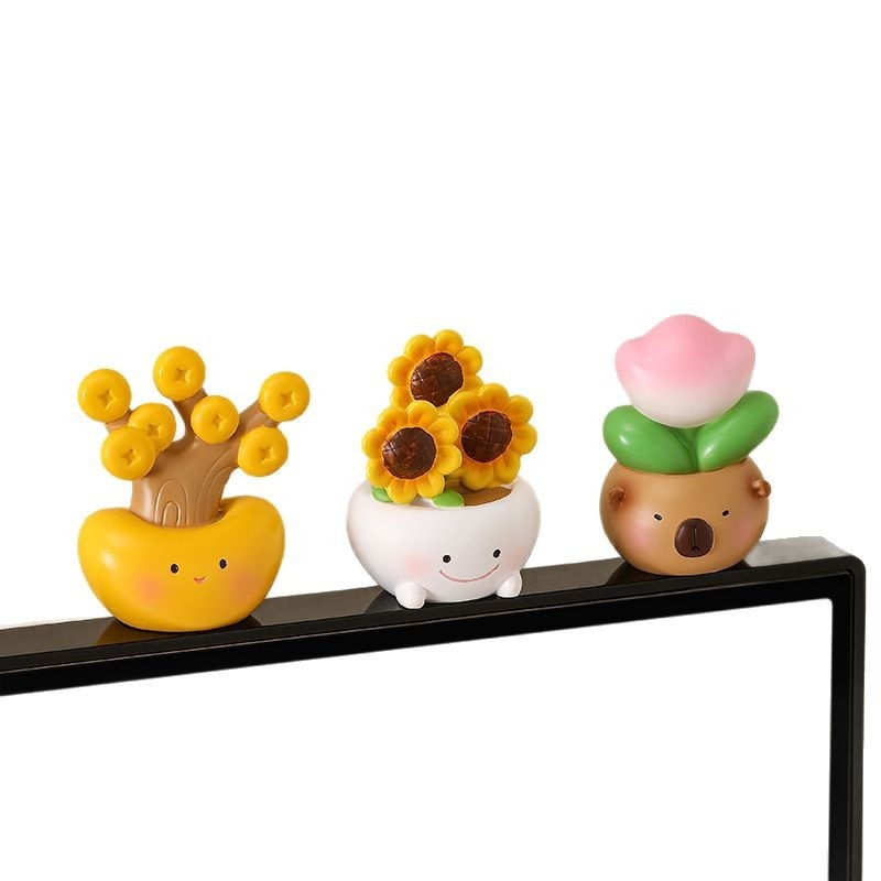 Miniatură de birou din rășină cu cactus, stil desen animat, micro peisaj japonez