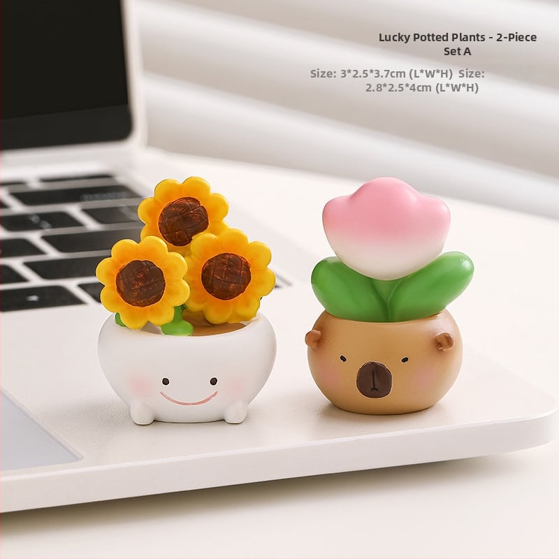 Miniatură de birou din rășină cu cactus, stil desen animat, micro peisaj japonez