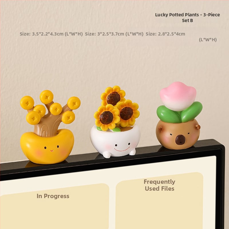 Miniatură de birou din rășină cu cactus, stil desen animat, micro peisaj japonez