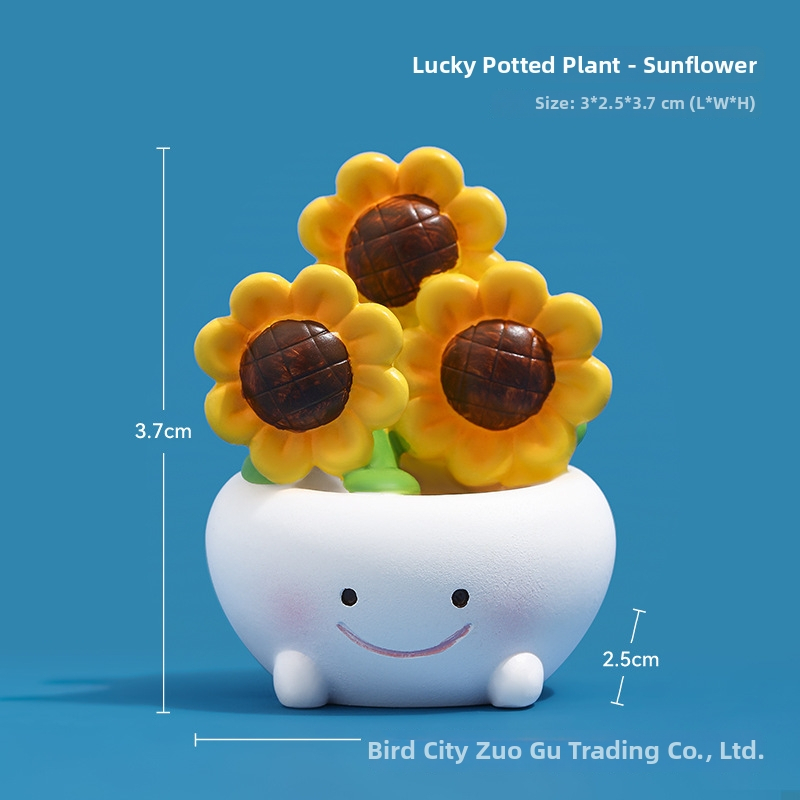 Miniatură de birou din rășină cu cactus, stil desen animat, micro peisaj japonez