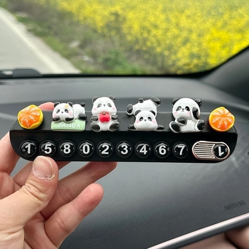 Placă temporară de parcare cu temă panda pentru mașină, din plastic, nepersonalizabilă, ornament discret de relocare