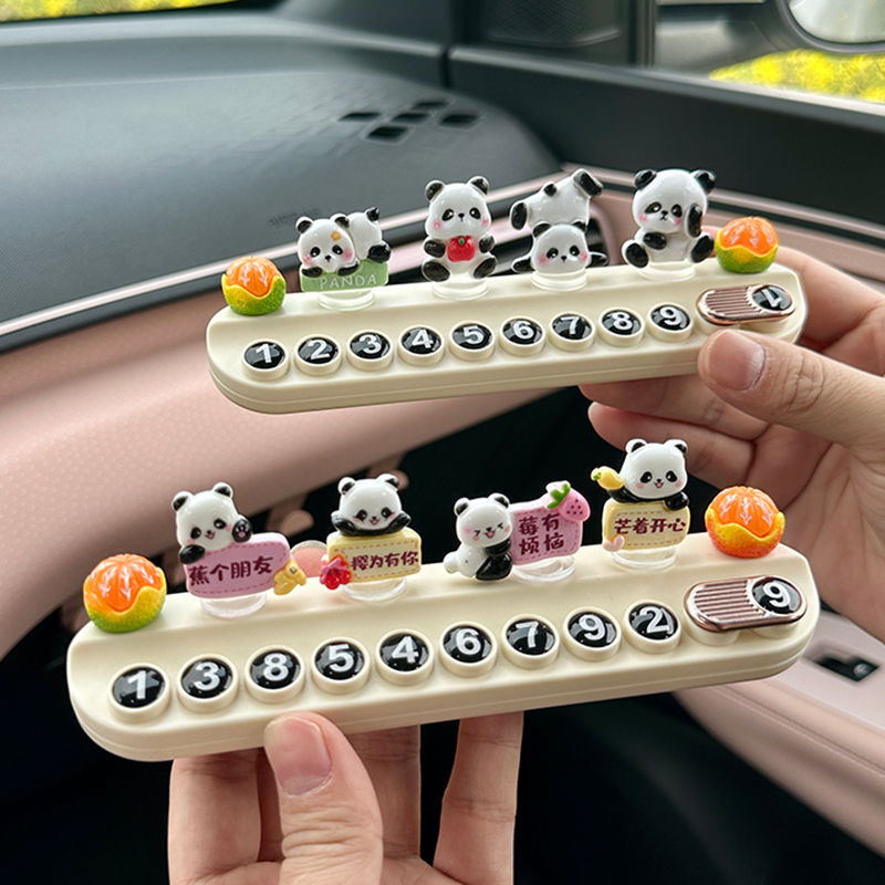 Placă temporară de parcare cu temă panda pentru mașină, din plastic, nepersonalizabilă, ornament discret de relocare