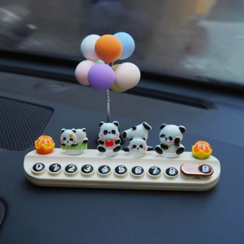 Placă temporară de parcare cu temă panda pentru mașină, din plastic, nepersonalizabilă, ornament discret de relocare