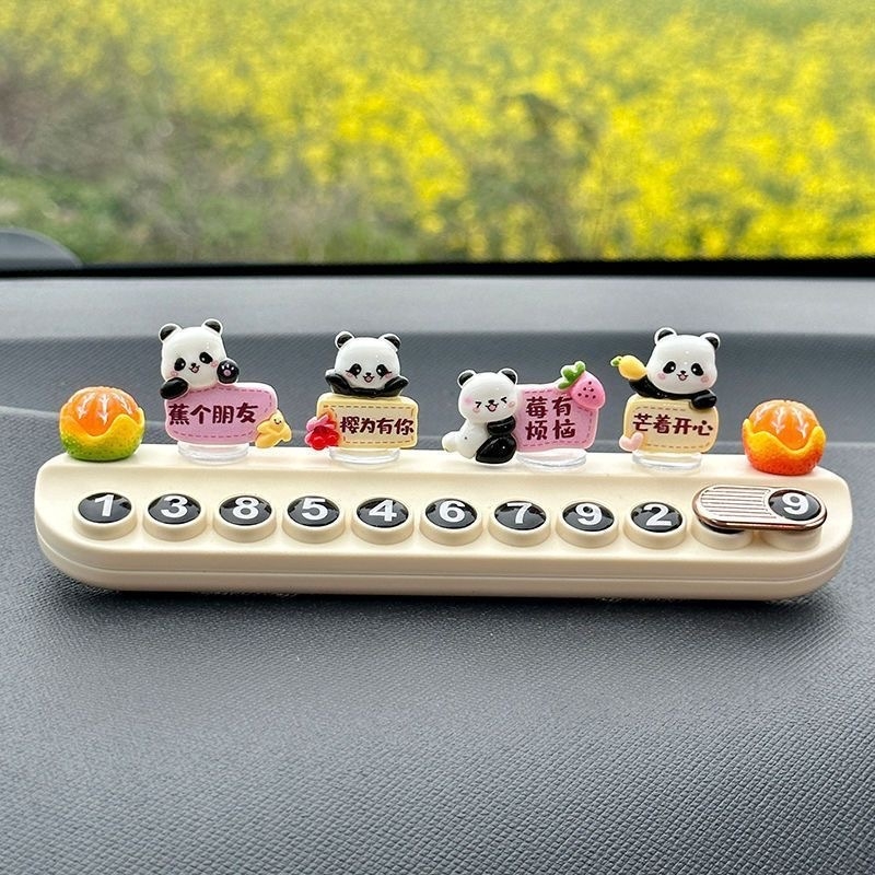 Placă temporară de parcare cu temă panda pentru mașină, din plastic, nepersonalizabilă, ornament discret de relocare