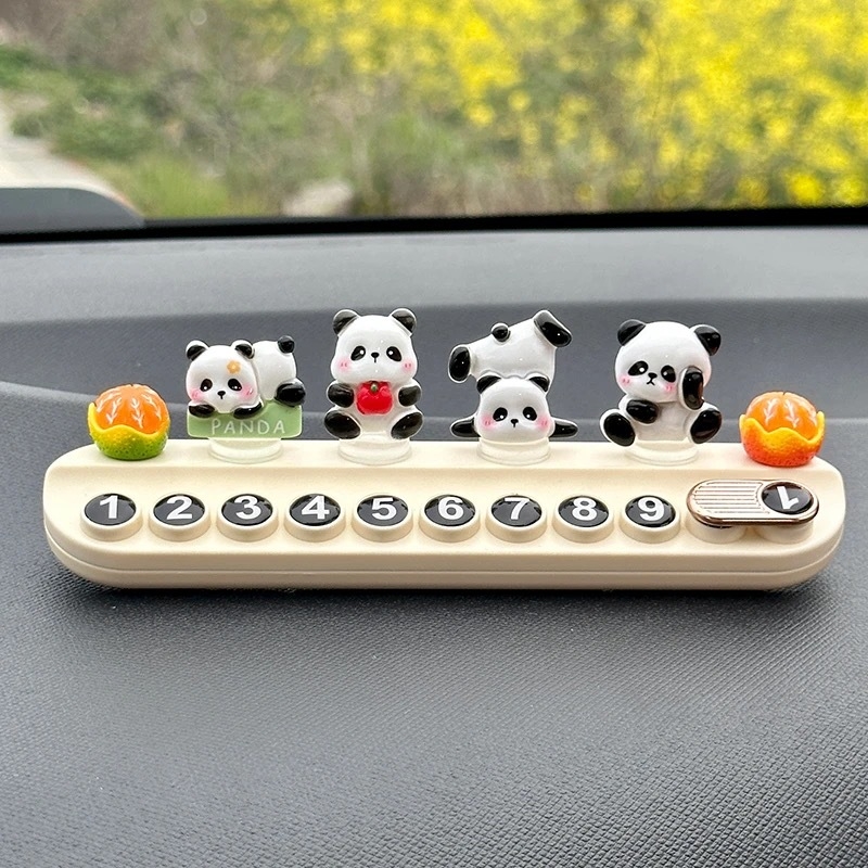 Placă temporară de parcare cu temă panda pentru mașină, din plastic, nepersonalizabilă, ornament discret de relocare