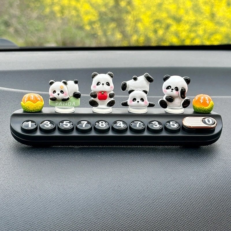 Placă temporară de parcare cu temă panda pentru mașină, din plastic, nepersonalizabilă, ornament discret de relocare