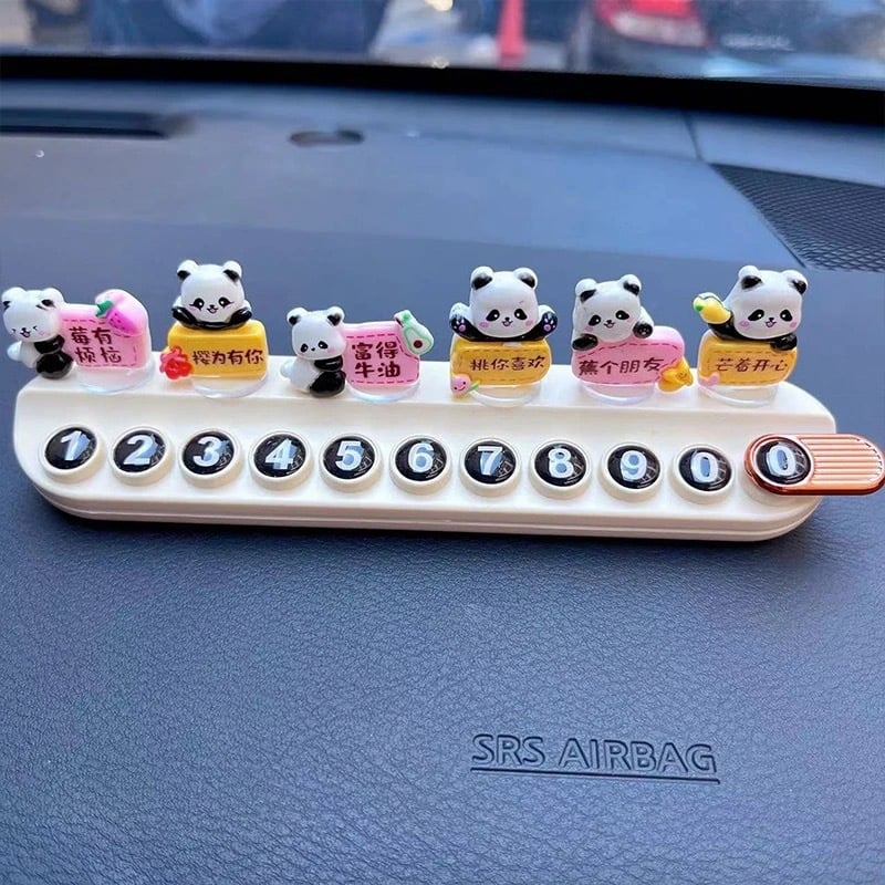 Placă temporară de parcare cu temă panda pentru mașină, din plastic, nepersonalizabilă, ornament discret de relocare