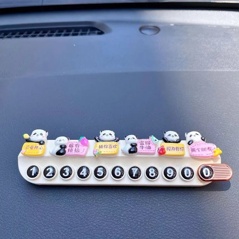 Placă temporară de parcare cu temă panda pentru mașină, din plastic, nepersonalizabilă, ornament discret de relocare