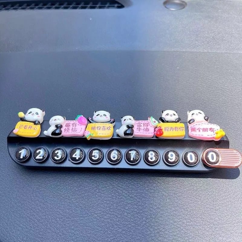 Placă temporară de parcare cu temă panda pentru mașină, din plastic, nepersonalizabilă, ornament discret de relocare
