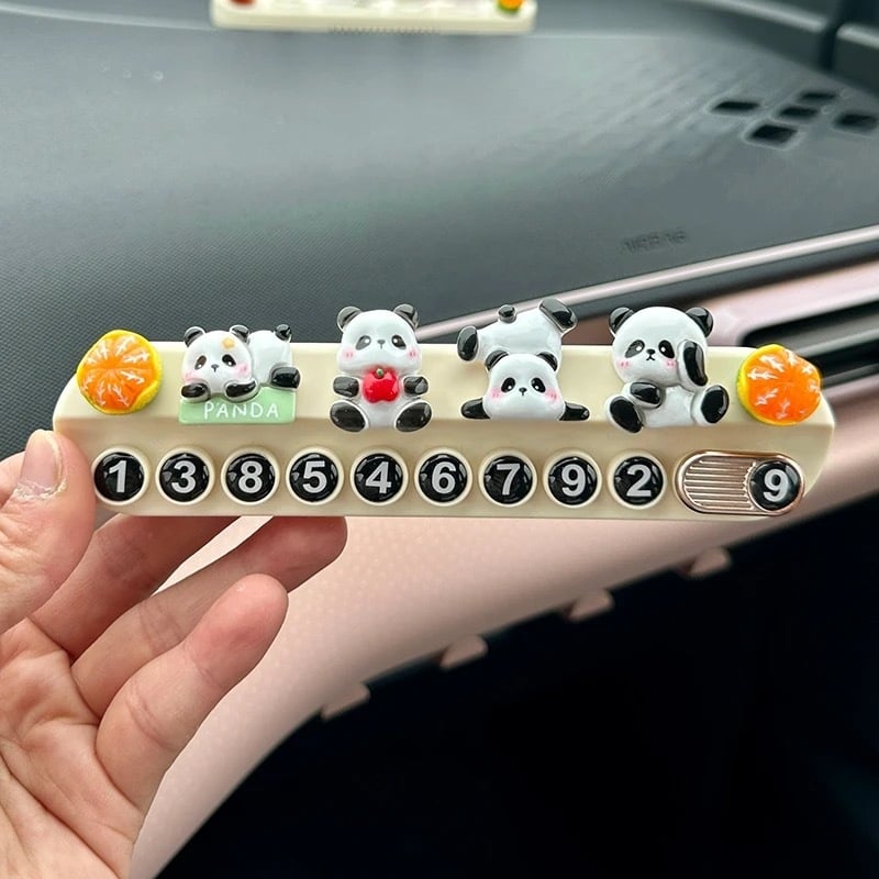 Placă temporară de parcare cu temă panda pentru mașină, din plastic, nepersonalizabilă, ornament discret de relocare