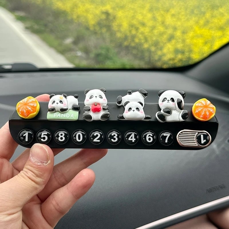 Placă temporară de parcare cu temă panda pentru mașină, din plastic, nepersonalizabilă, ornament discret de relocare