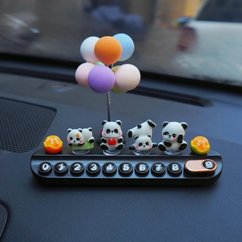 Placă temporară de parcare cu temă panda pentru mașină, din plastic, nepersonalizabilă, ornament discret de relocare