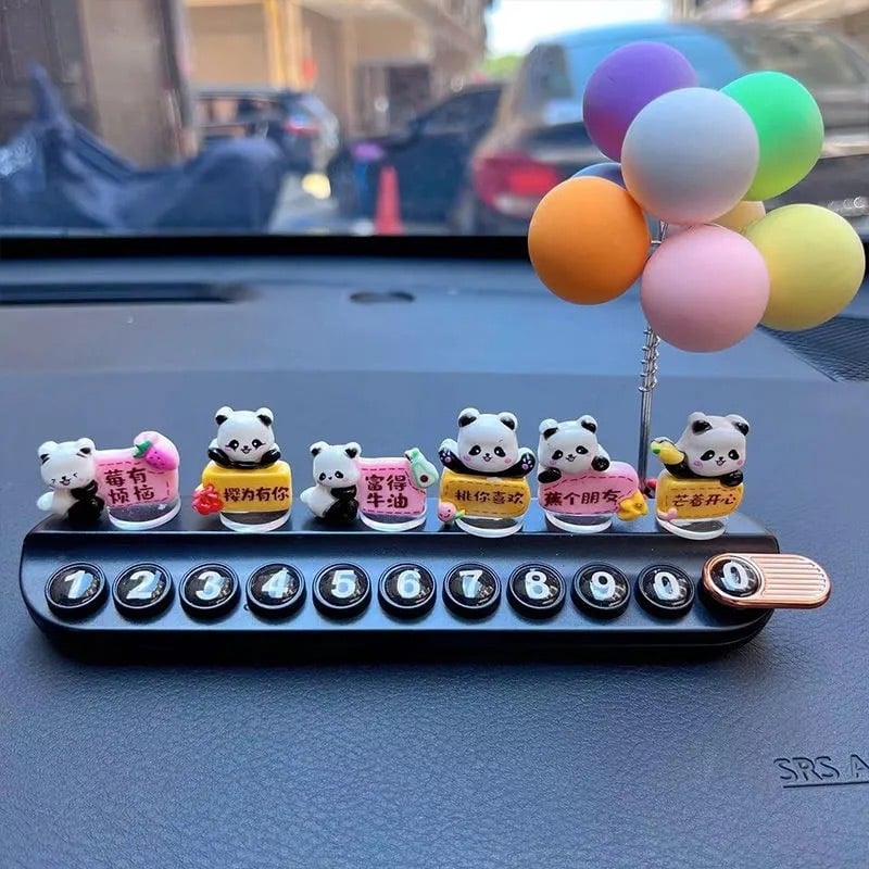 Placă temporară de parcare cu temă panda pentru mașină, din plastic, nepersonalizabilă, ornament discret de relocare