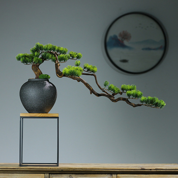 Bonsai din lemn în stil nou chinezesc – decor de masă, peisaj miniatural, realizare semi-artizanală