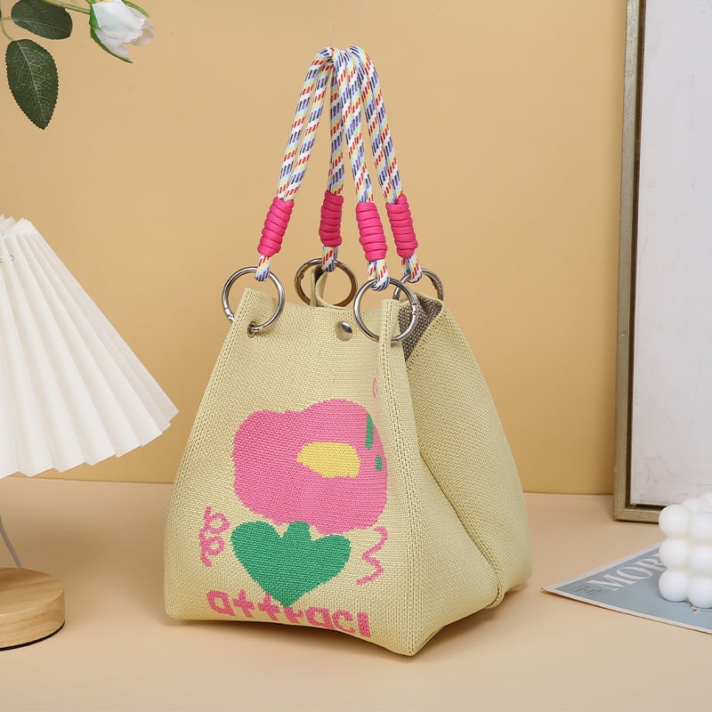 Плетена чанта — урбан стил, полиестер + еластан, магнитно закопчаване, вертикално квадратно, триизмерна конструкция