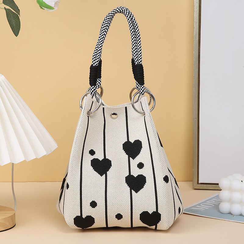 Плетена чанта — урбан стил, полиестер + еластан, магнитно закопчаване, вертикално квадратно, триизмерна конструкция