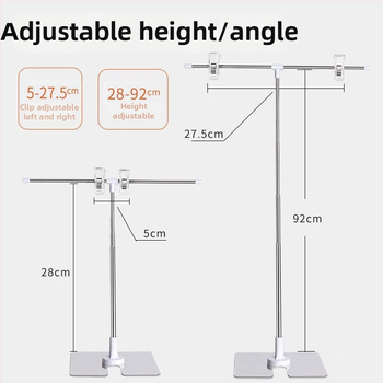 Настолен държач за плакати от неръждаема стомана с телескопично Л-образно рамо и клип за KT дъска за супермаркети