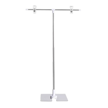 Настолен държач за плакати от неръждаема стомана с телескопично Л-образно рамо и клип за KT дъска за супермаркети