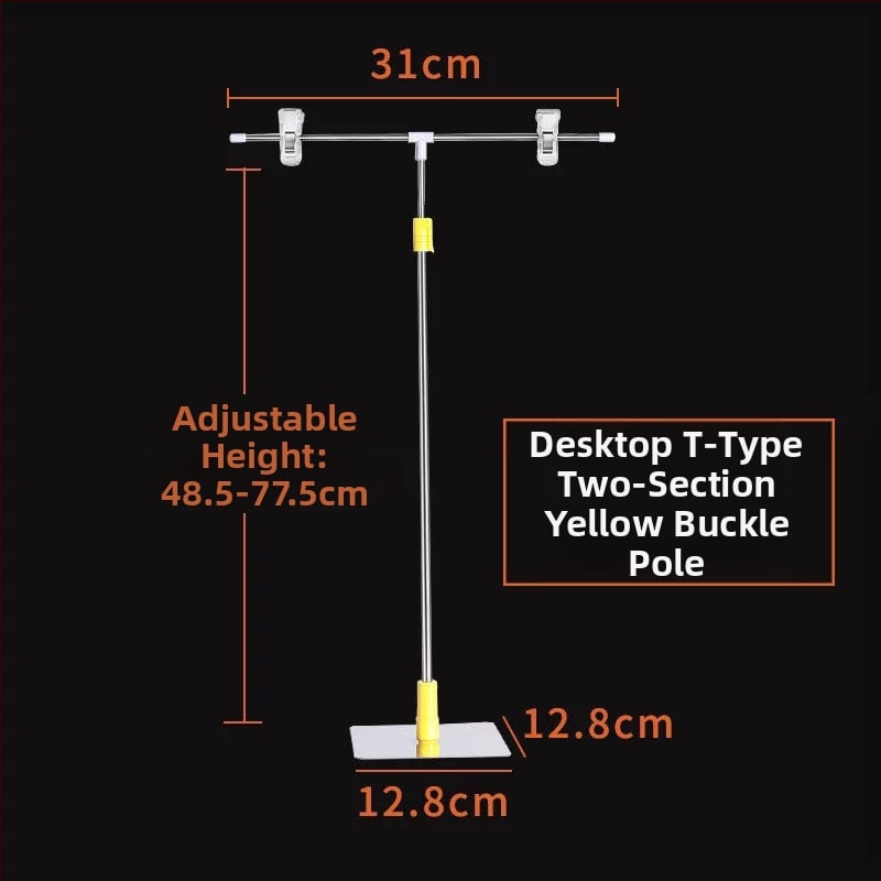 Настолен държач за плакати от неръждаема стомана с телескопично Л-образно рамо и клип за KT дъска за супермаркети