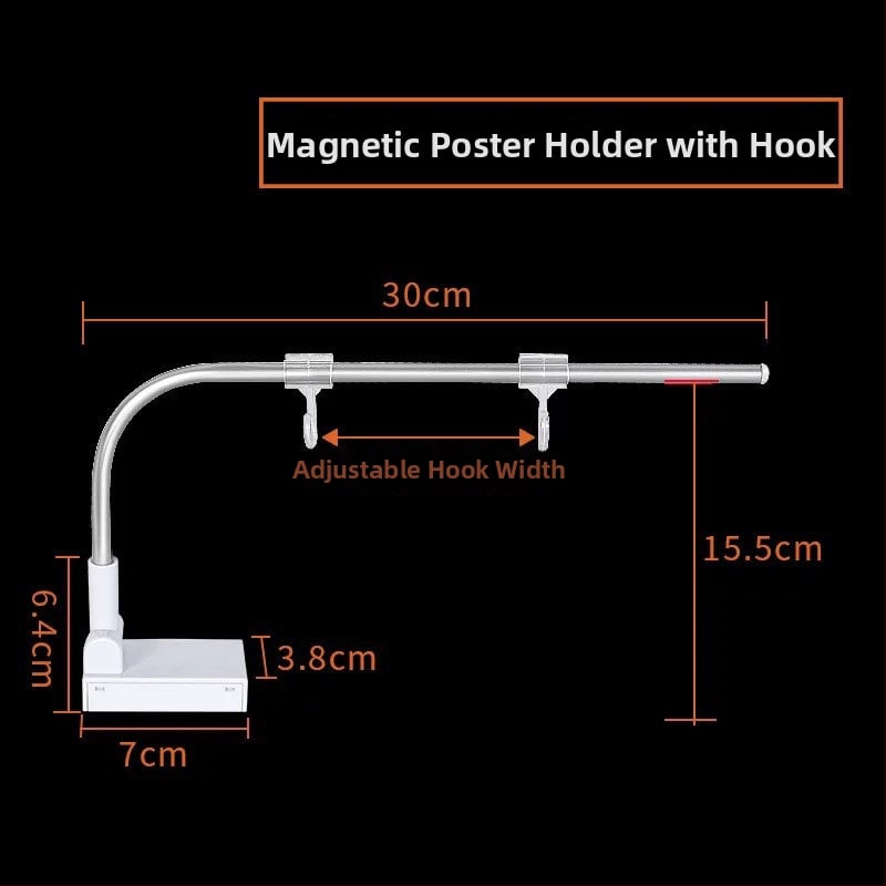 Настолен държач за плакати от неръждаема стомана с телескопично Л-образно рамо и клип за KT дъска за супермаркети