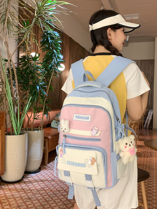 Najlonski ruksak za učenike, unisex, stil mladenačkog kampusa, prozračna podstava od poliestera, velika kapaciteta