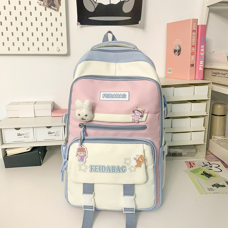 Najlonski ruksak za učenike, unisex, stil mladenačkog kampusa, prozračna podstava od poliestera, velika kapaciteta