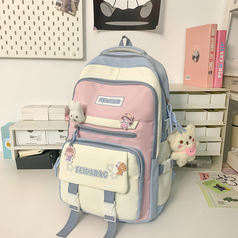 Najlonski ruksak za učenike, unisex, stil mladenačkog kampusa, prozračna podstava od poliestera, velika kapaciteta