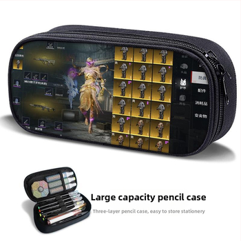 Несесер за моливи – PUBG Peace Elite тема, платнен, ръчно рисуван стил, за момчета и ученици