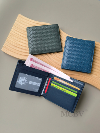 MCBV tikra oda, rankų austas vyriška trumpa piniginė su monetų kišene ir kortų laikikliu