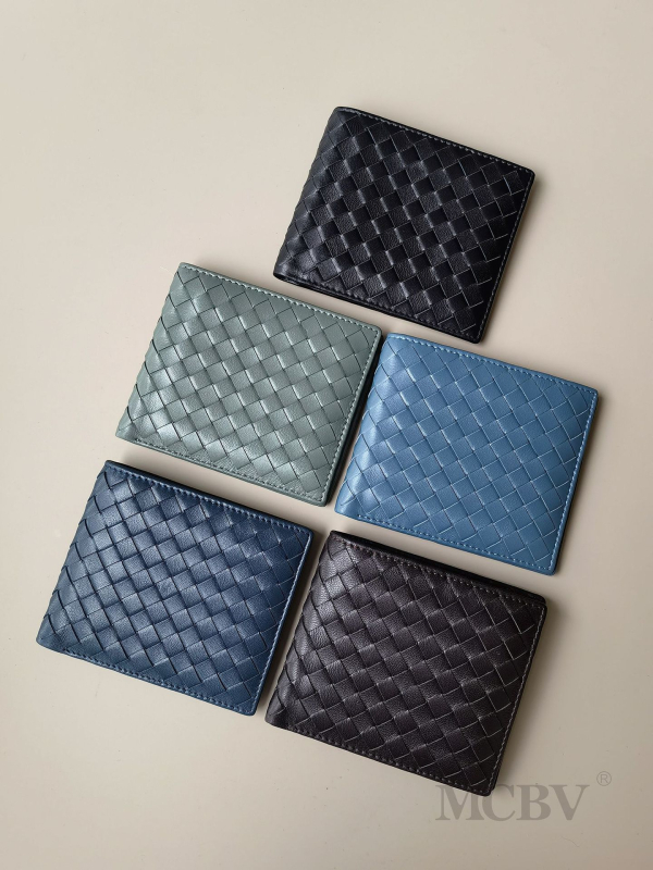 MCBV tikra oda, rankų austas vyriška trumpa piniginė su monetų kišene ir kortų laikikliu