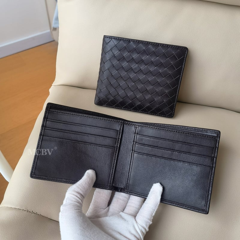 MCBV tikra oda, rankų austas vyriška trumpa piniginė su monetų kišene ir kortų laikikliu