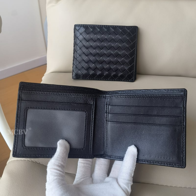 MCBV tikra oda, rankų austas vyriška trumpa piniginė su monetų kišene ir kortų laikikliu